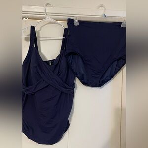 Navy Blue Land’s End Tankini Swimsuit Size 20 W